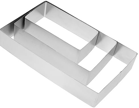 IWOWHERO 3 Piezas Molde para Tarta Rectangular Inoxidable Anillos de Mousse Reutilizables para Pastelería y Cortador de Tartas Utensilios para Hornear Postres y Queso