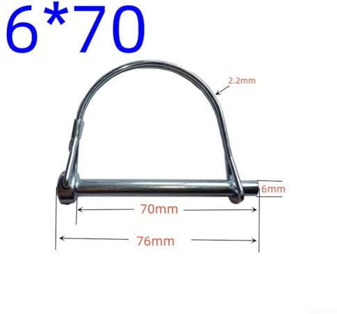 Lot de 5 goupilles de verrouillage galvanisées pliantes tubulaires avec verrou à ressort sécurisé pour l'entretien de la pelouse (6 x 70)
