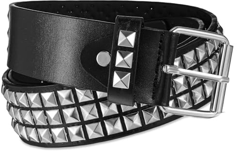 Sorcristy Black Studded Belt, Metal Punk Rock Rivet Belt with Bright Pyramid Studded, Y2k Accessories, Women Fashion Leather Belts, Ladies Belts for Jeans Dress Pants
