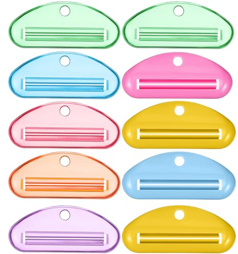 ifundom 10 Pcs Mixed Color Manual Toothpaste Tube Squeezer Roller Dispenser Tool for Household Use