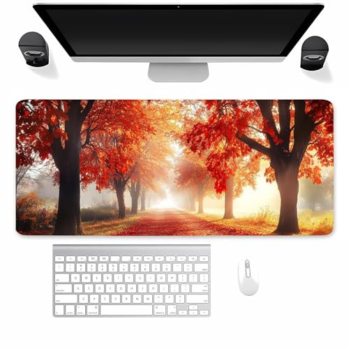 Tainrun Alfombrilla De Ratón Gaming Grande, 600x300mm Alfombrilla Escritorio XXL Mejora la Precisión y la Velocidad, con Base de Goma Antideslizante Mousepad para PC y Portátil (Camino del árbol)