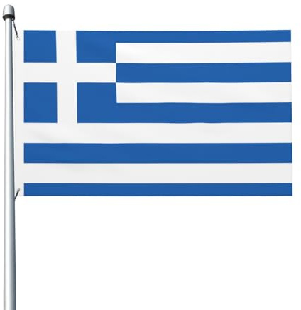 Drapeau grec imprimé double face, drapeaux décoratifs intérieurs et extérieurs, avec œillets, adaptés pour le jardin et la terrasse.