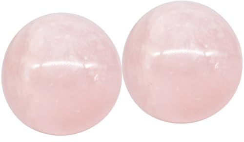 Machify 2 bolas de baoding de cuarzo rosa, terapia de manos, esferas de 3 cm incluidas