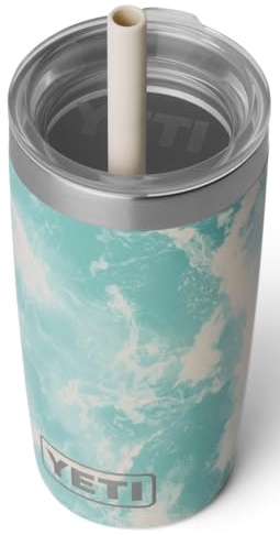 YETI Rambler 10 oz (295 ml) Jr Kids Tumbler, Vacuum Insulated Stainless Steel Tumbler with Silicone Straw Lid, Sea View
