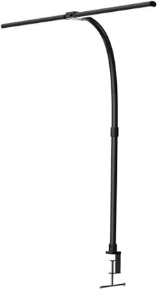 LUXULA LED Doppelkopf Schreibtischlampe, klemmbar, dimmbar, schwarz | 5 Farbtemperaturen, flexibel einstellbar, 24W, 800lm, Tischleuchte Bürolampe Monitorlampe Büro Arbeitsplatz