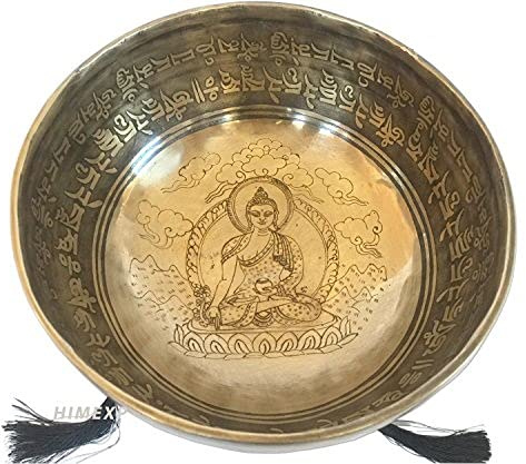 Interior de Buda tallada especial hecho a mano 7 metal tibetana del Himalaya cantando cuencos