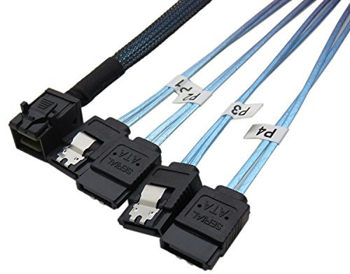 YIWENTEC Internal HD Mini SAS (SFF-8643 Host) to 4X SATA (Target) Hard Drive Cable (100CM) (8643 SATA 1M)