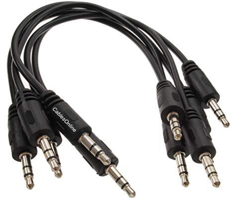 CABLESONLINE.COM ATLANTIC COMPUTERTECH CablesOnline 5-Pack 6-inch 3.5mm Stereo TRS Male to Male Molded Short Jumper Audio Cables, AV-100-5