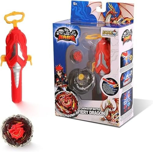 INFINITY NADO Peonza para Niños Juguete de Metal, Peonza de Batalla Lanzador Deluxe-Fiery Dragon, Juguetes para Niños de 5 6 7 8 9 10 11 12 Años, Light Red