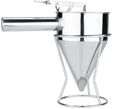 GOTOTOP Stainless Steel Piston Funnel Pancake Batter Dispenser Syrup Funnel for Baking Pancakes Waffles Crepes and Cupcakes for Portioning Liquids