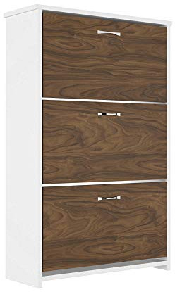 Homemania ARD817 - Zapatero Triple x, Nogal, Blanco de Madera, 72 x 25,5 x 112 cm