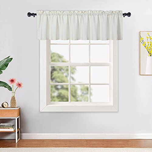 CAROMIO Wasserabweisende Scheibengardinen Modern Halbe Cafe Küchen Scheibengardinen Geprägte Musterstruktur Kurzgardine Kurzstores für Kleinfenster Vorhang Kurz, 1 x B 152 cm x H 38 cm, Beige