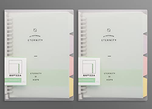 Notizbuch mit losen Blättern, A4/A5/B5, nachfüllbar, Notizblock, Schreibwaren-Set mit 4 Trennblättern, Notizbuch für Schulnotizen, 2 Stück