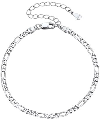 Silvora Italiana Pulseras de Plata para Mujer Pulsera de Eslabones Italiano 3+1 Corte de Diamantes