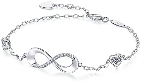 AM ANNIS MUNN Infinity Unendlichkeit Armband Damen 925 Sterling Silber Damen Armband Zirkonia Verstellbare Charm Armband Ewige Liebe Geschenke für Mama Frauen Freundin