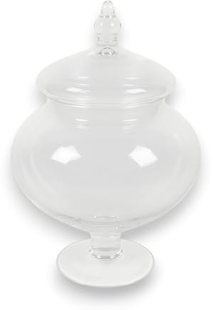 KORAT Barattolo in Vetro Trasparente con Coperchio Design Elegante in Stile Classico Contenitore Decorativo per Dolci, Confetti, Decorazioni Disponibile in 2 Dimensioni (26/32 cm) (26x18.5x18.5 cm)