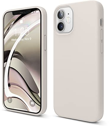 elago Silikon Hülle für iPhone 12 Mini | Premium-Silikon, Rundumschutz (Taupe)