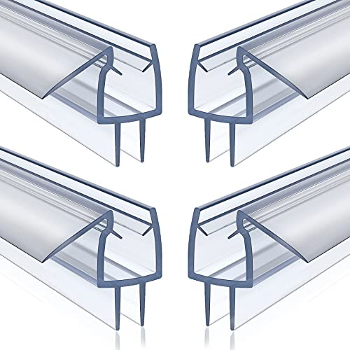 4 Pack Frameless Shower Door Bottom Seal, 3/8 x 39 Clear PVC Shower Seal Strip for 3/8 Inch Glass Shower Door Stop Shower Leaks