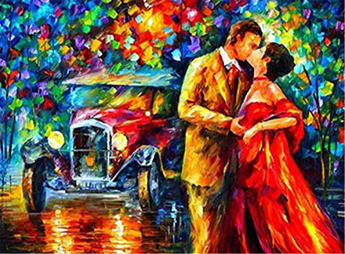 OWN4B Kit per punto croce stampato con motivo romantico amante stampato 11 ct, 36 x 46 cm, kit per ricamo fai da te (amanti)