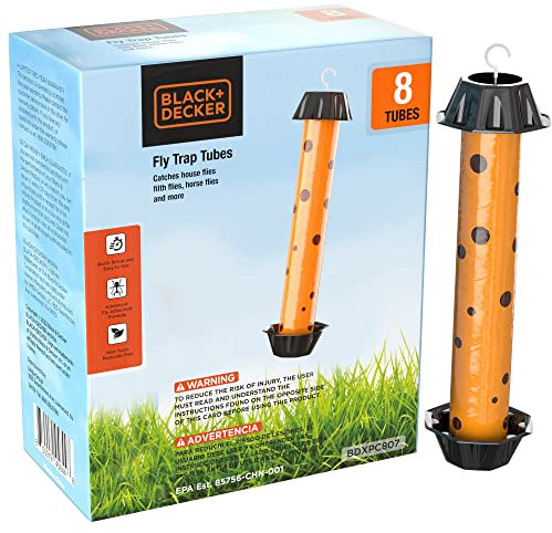 BLACK+DECKER Lot de 8 pièges à mouches à fruits et pièges à mouches pour intérieur - Piège à mouches et à moucherons pour la maison - Piège à moustiques et pièges à mouches d'extérieur