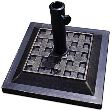 GYMAX Pied de Parasol pour Tiges de Parasol Ø 38/48 mm, Pied de Parasol en Résine, Pied de Parasol Métal avec Tube en Acier pour Balcon, Jardin, Terrasse (Rectangulaire, 44x44x33cm)