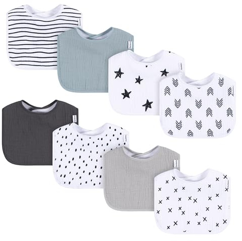 Gerber Baby Muslin 8 Pack Drooling Bibs, Multi Neutral 2, One Size