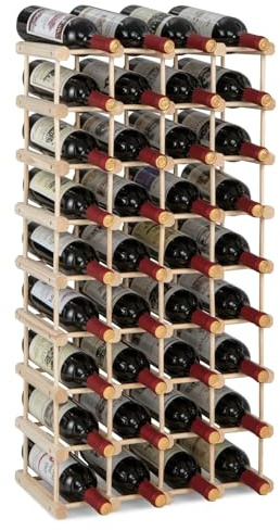 GYMAX Portabottiglie di Vino per 36 Bottiglie, Cantinetta Vino Scaffale in Legno di Pino, per Bar, Cucina, Cantina, Sala da Pranzo, 85 x 44 x 24 cm