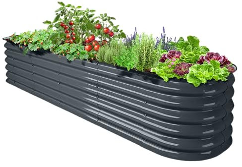 UNIGARDIA Hochbeet aus Metall 240x60x43 cm - Modulares 9-in-1 Hochbeete-Kit - Rostfreie Hochbeete für Garten aus Premium Zn-Al-Mg Stahl - Min. 20 Jahre Lebensdauer - 43 cm Hoch Gemüsebeet, Anthrazit