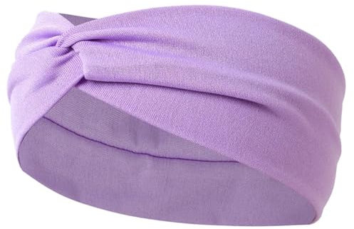 Fasce elastiche per capelli annodate da donna, tinta unita, con stampa leopardata, turbante vintage, viola chiaro