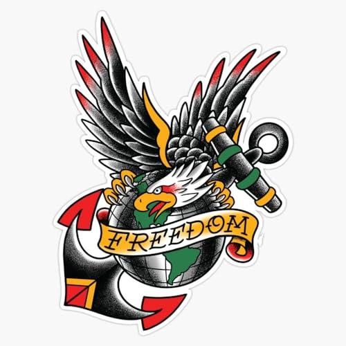 LAD Studio American Traditional Freedom Eagle Tattoo Design Window Bumper Sticker Decal 5