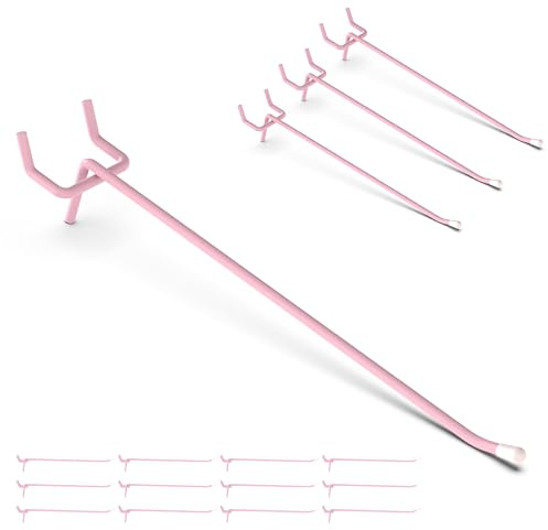 HUHOLE Pegboard-krokar 15 cm 50 st, rosa pinnbordskrokar, passar 1/4 tum eller 1/8 tum pinnbräda, idealiskt tillbehör för väggvisning, hantverksorganisation, köksarrangör (rosa, 15 cm)
