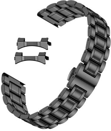 Kai Tian Metall Uhrenarmband Herren 18mm 20mm 22mm 24mm Edelstahl Uhrenarmbänder Ersatz mit Geradem & Gebogenem Ende Zweifarbig (24mm, Schwarz)
