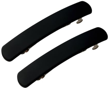 Baoblaze 2Pcs Damen Haarspange 9cm, Französische Haarclips, Vintage Haarschmuck Barrette, Automatische Tortoise Shell Haarspangen für Mädchen Feines Haar und Mitteldickes Haar, Schwarz