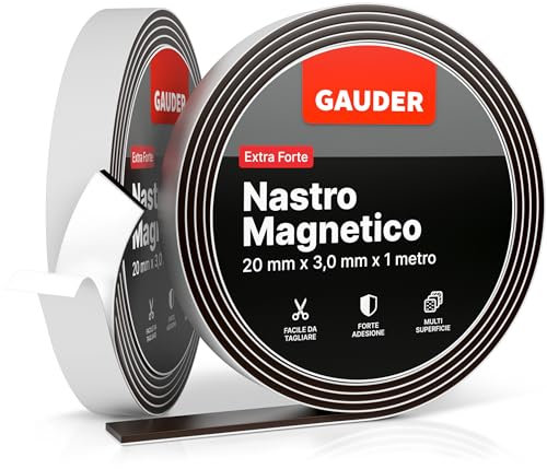 GAUDER Magnetband selbstklebend stark (1m x 20mm) | Magnetstreifen mit extra starkem Kleber | Magnetklebeband