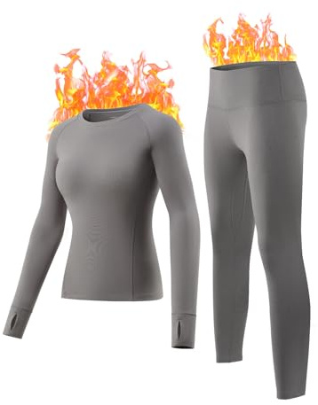 gagli Thermounterwäsche Damen Winter, Atmungsaktiv Funktionswäsche Damen, Warme Unterwäsche mit Innenfleece