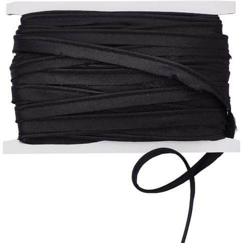 INFUNLY Nastro a pistagna in cotone nero da 19,6 m, per lavori di cucito, 1/2 pollici, nastro a pistagna in tessuto, nastro obliquo, cordoncino, decorazione per vestiti, cosplay