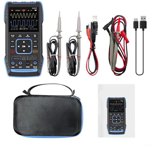 Uwithdanceme 2C53T Oscilloscope multimètre 2 canaux 50 m Oscilloscope numérique générateur de signal 3 en 1 portable portable (2C53T avec P6100x2)