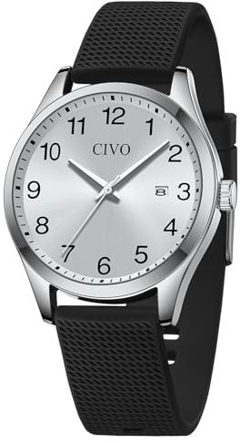 CIVO Herrenuhr Analog Sport Männer: Outdoor Einfach Casual Armbanduhr Herren - Wasserdicht Silber Business Quarzuhr Geschenke für Männer