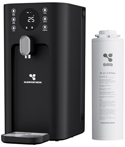 SusGreenable RO Varmvattendispenser energisparande vattentemperaturkontroll för flera nivåer TDS-display automatisk rengöringsfunktion svart färg