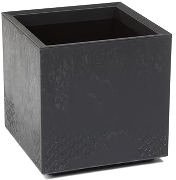 LAMELA Bac à Plantes sur roulettes 40 cm, 36 L - Pot de Fleurs en Plastique Effet béton - Cache-Pot avec Drainage - Intérieur & extérieur - Résistant aux intempéries et Facile d’Entretien, Noir | Robuste, résistant aux intempéries, insert amovible, drainage intégré, racines saines, contenance 36 L