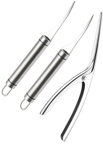 MUCKLILY 3pezzi Sbucciagamberetti in Acciaio Pratico Strumento per Rimuovere La Lenza dei Gamberetti Utensile da Cucina per Casa Hotel Ristoranti Facile da Pulire e Trasportare