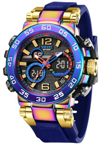 SMAEL Orologio da uomo alla moda, sportivo, impermeabile fino a 5 ATM, multifunzione, LED, digitale, antiurto, elegante, per attività all'aperto