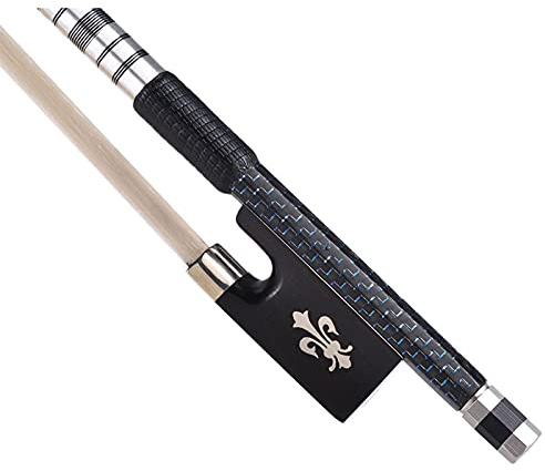 aqxreight Gut Ausbalanciert 4/4 Geigengeige Bug Carbon Faser Runder Stock Exquisites Roshaar Ebony Bogen mit Mongolei VI Violin Bowfiddle Bowviolin Bogen 44/ Geigenbowcarbon Faser Geige