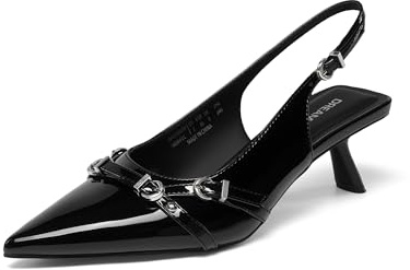 DREAM PAIRS Zapatos de vestir elegantes para mujer, con tacón bajo, puntera cerrada, puntera puntiaguda, cómodos, elegantes, para bodas, fiestas, ocasiones informales