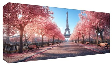 flores de cerezo Diamond Painting Adultos, 5D Pintura Diamante Torre Eiffel Diamond Painting Kit Completo, Manualidades Adultos DIY Punto de Cruz Cuadro Diamantes, para la Decoración 200x100cm t-5130