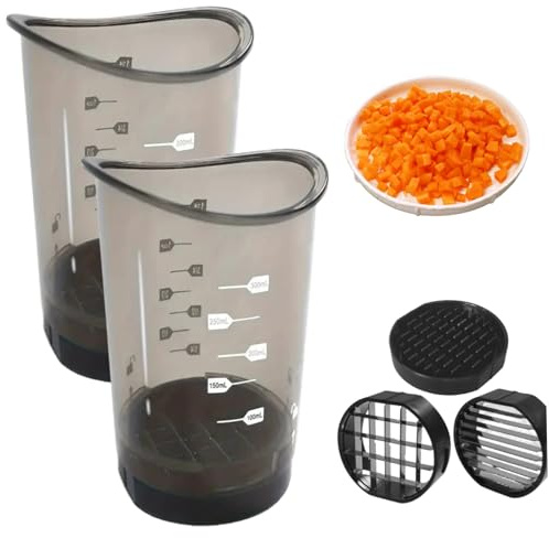Fruit Vegetable Slicer, Clear Fruit Slicer Cup with Removable Push Plate, Dishwasher Safe, 2Pcs Multifunctional Quick & Fun Kitchen Gadgets for Home, Dining Room