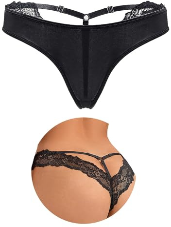 ohyeahlady Stringtrosa brasilianska trosor damer sexig spets string tanga-set underkläder underkläder underkläder trosor stora storlekar hipster sexiga underkläder 1/2/3-pack, 1 st svart, XL plus size