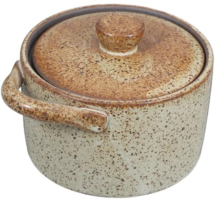 EXHUMKY Keramik Kochtopf Mit Deckel Dampfgarer Für Eier Schmortopf Für Suppen Traditioneller Rustikal Look Geeignet Für Küche Zu Hause Kleine Portionen