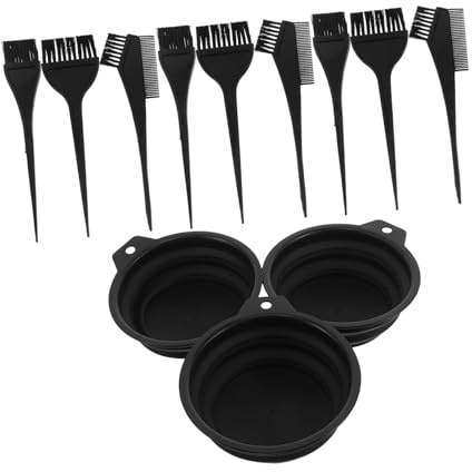 CIYODO 3 Sets Foldable Hair Dye Bowl Set with Brush and Comb Travel-friendly Hair Coloring Kit for Women and DIY Stylists Drip-resistant Mixing Tint Tools for Home Salon Use