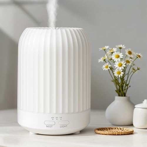 Diffuseur d'Huile Essentielle 250ML Diffuseur de Parfum Electrique Ultrasonique Diffuseur Huile Essentielle avec Minuterie D'arrêt Automatique De 7 Couleurs pour Chambre, Spa, Yoga, Massage